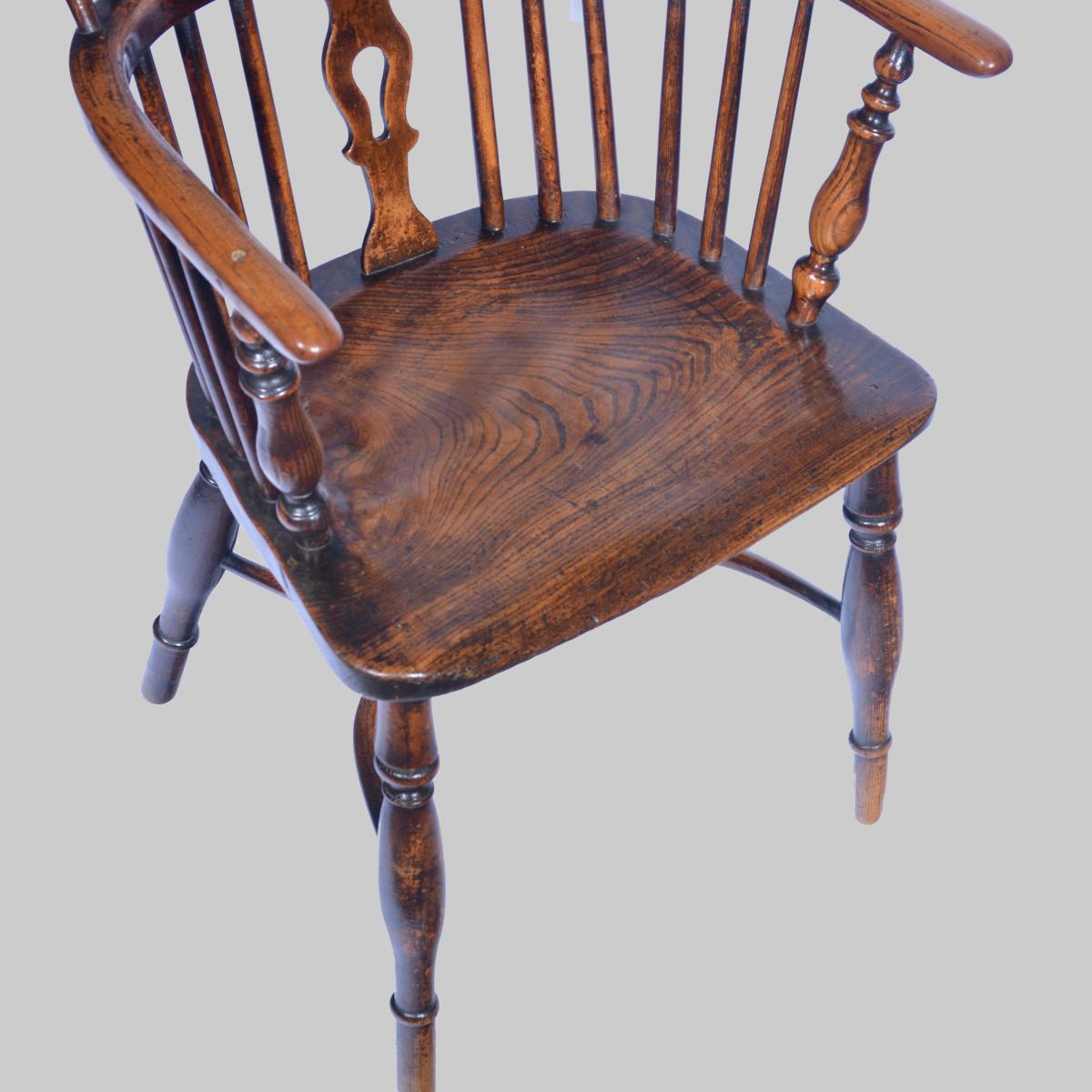 19th century ash & elm lowback Windsor armchair