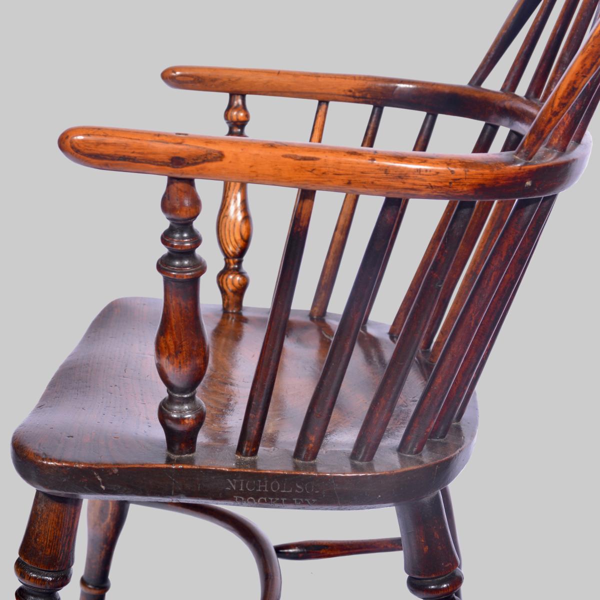 19th century ash & elm lowback Windsor armchair