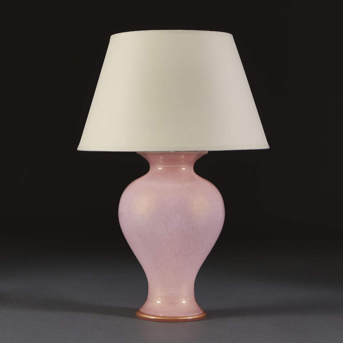 Large Pink Glass Baluster Lamp