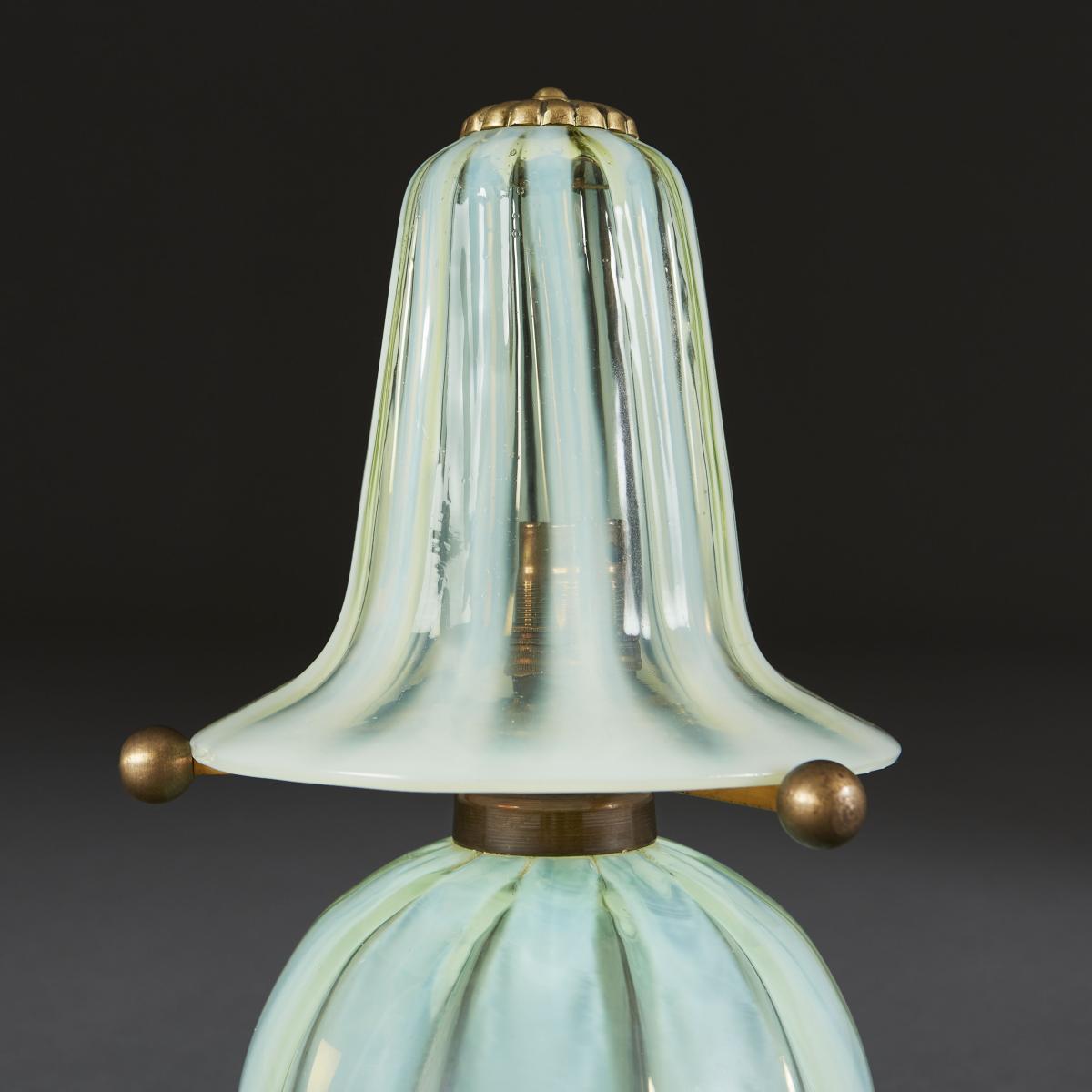 Opaline Glass Ball Lamp with Glass Shade