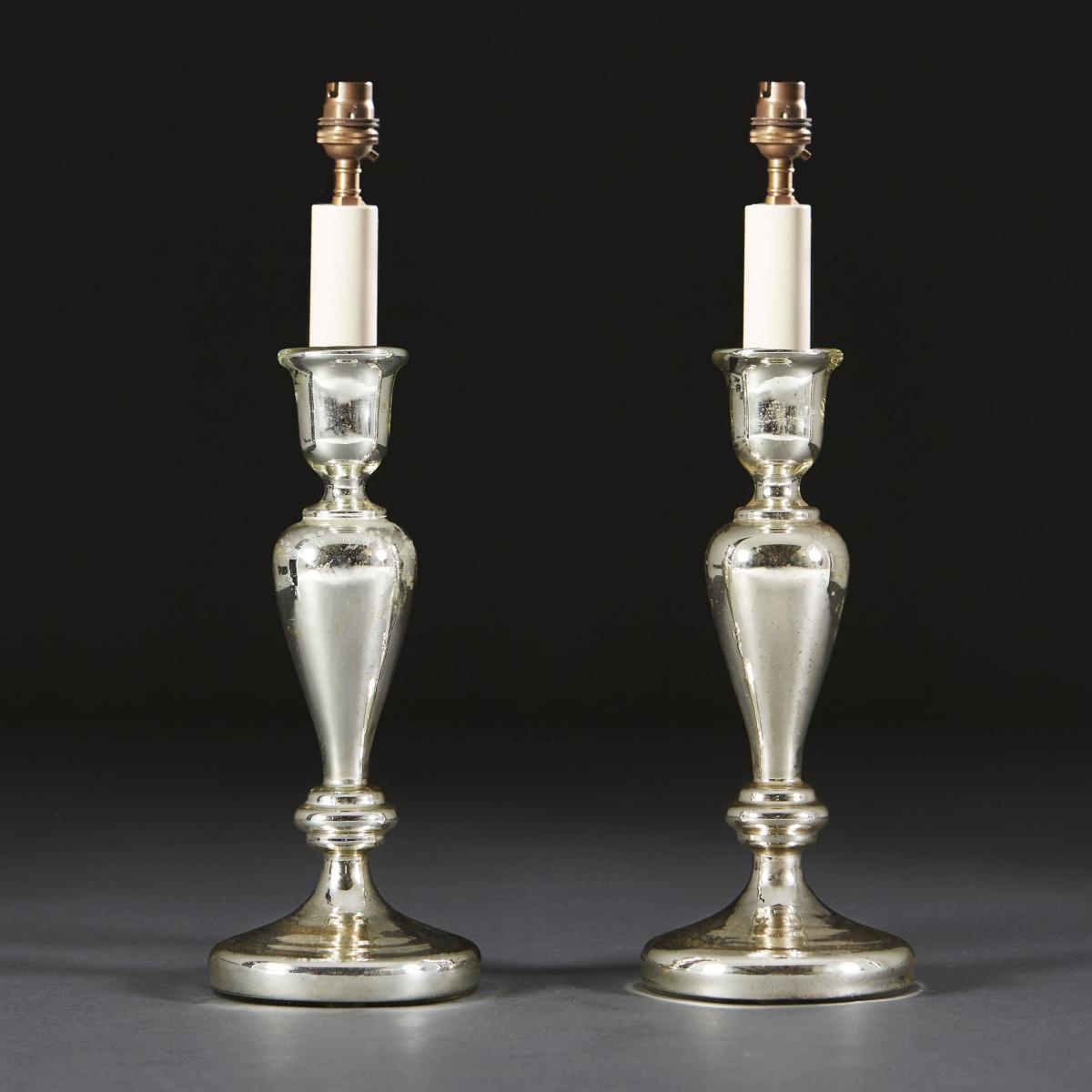 Mercury Glass Candlesticks as Lamps