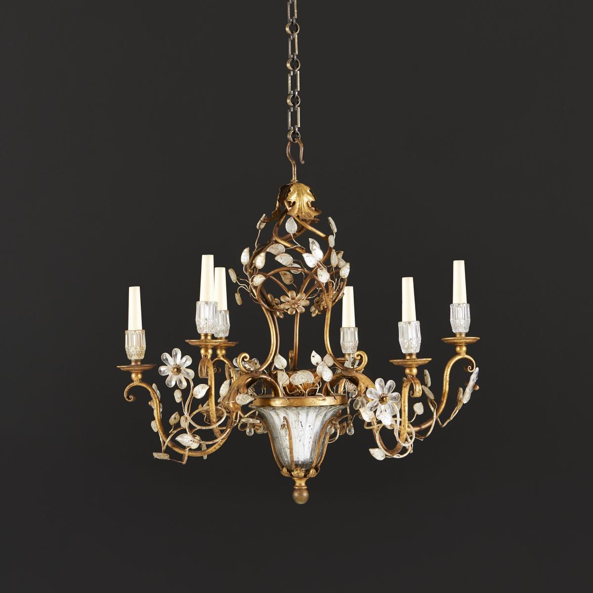 Maison Bagues Gilded Glass Chandelier