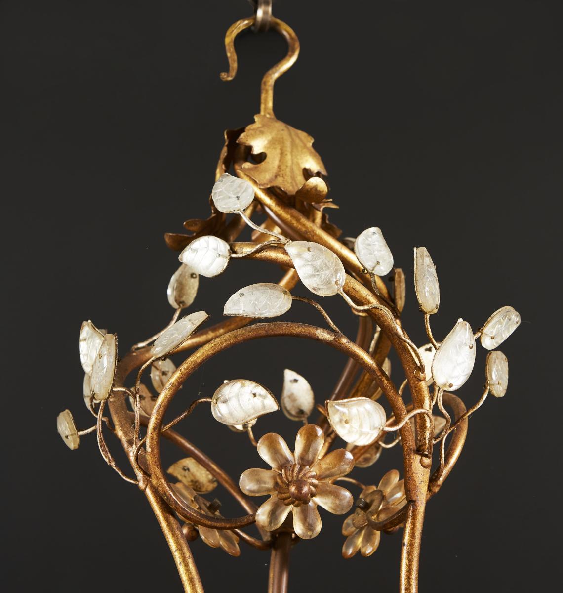 Maison Bagues Gilded Glass Chandelier