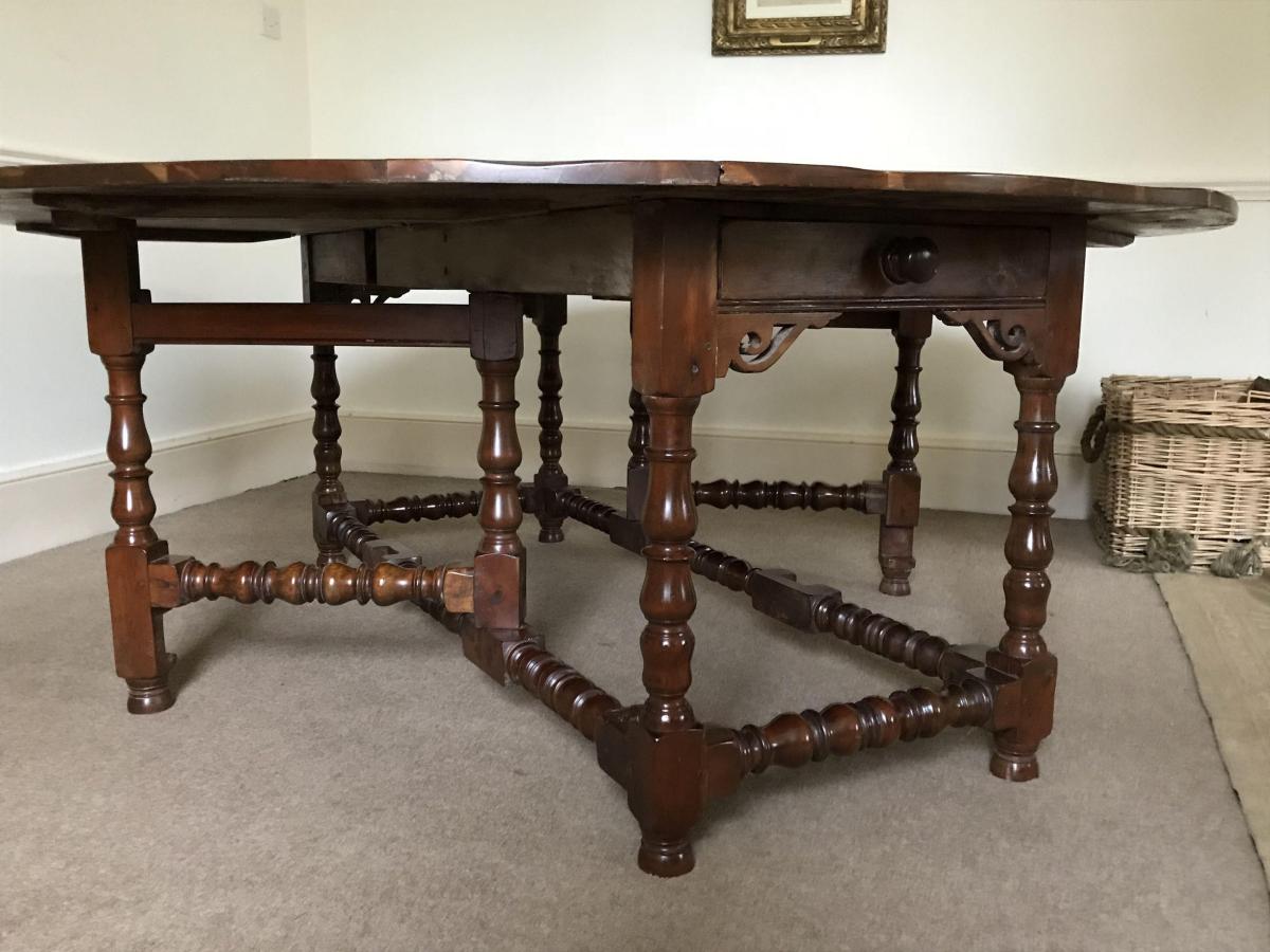 Vintage Baroque Revival Yew Wood Gateleg Table