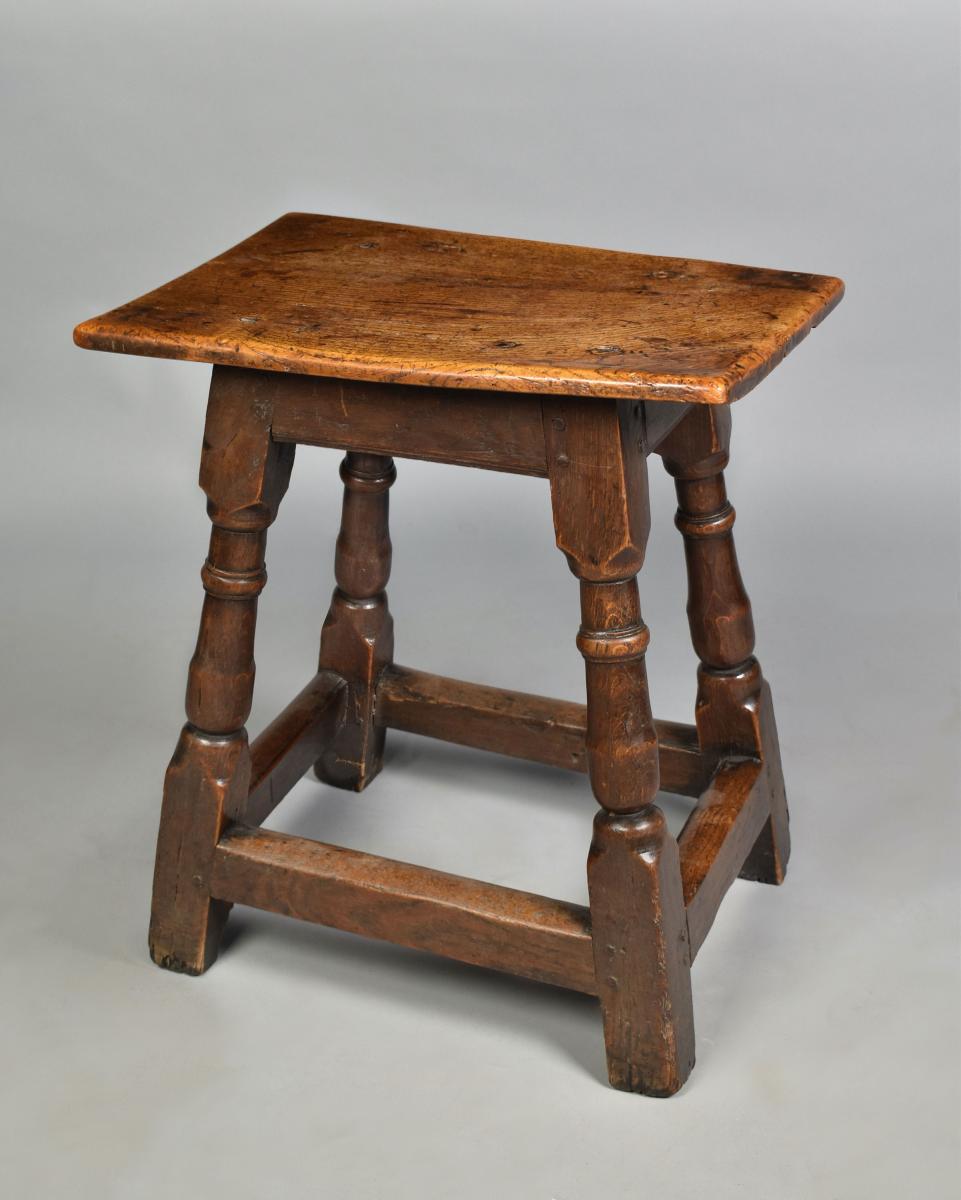 A late seventeenth century oak joint stool, c.1680