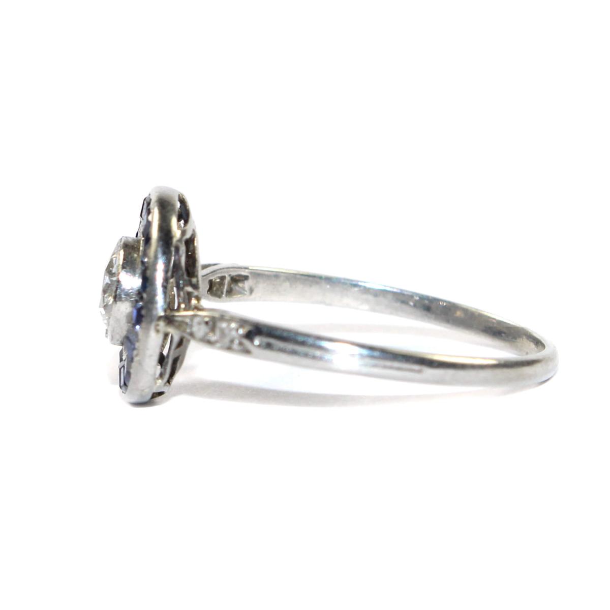 Art Deco Sapphire and Diamond Target Ring circa 1930