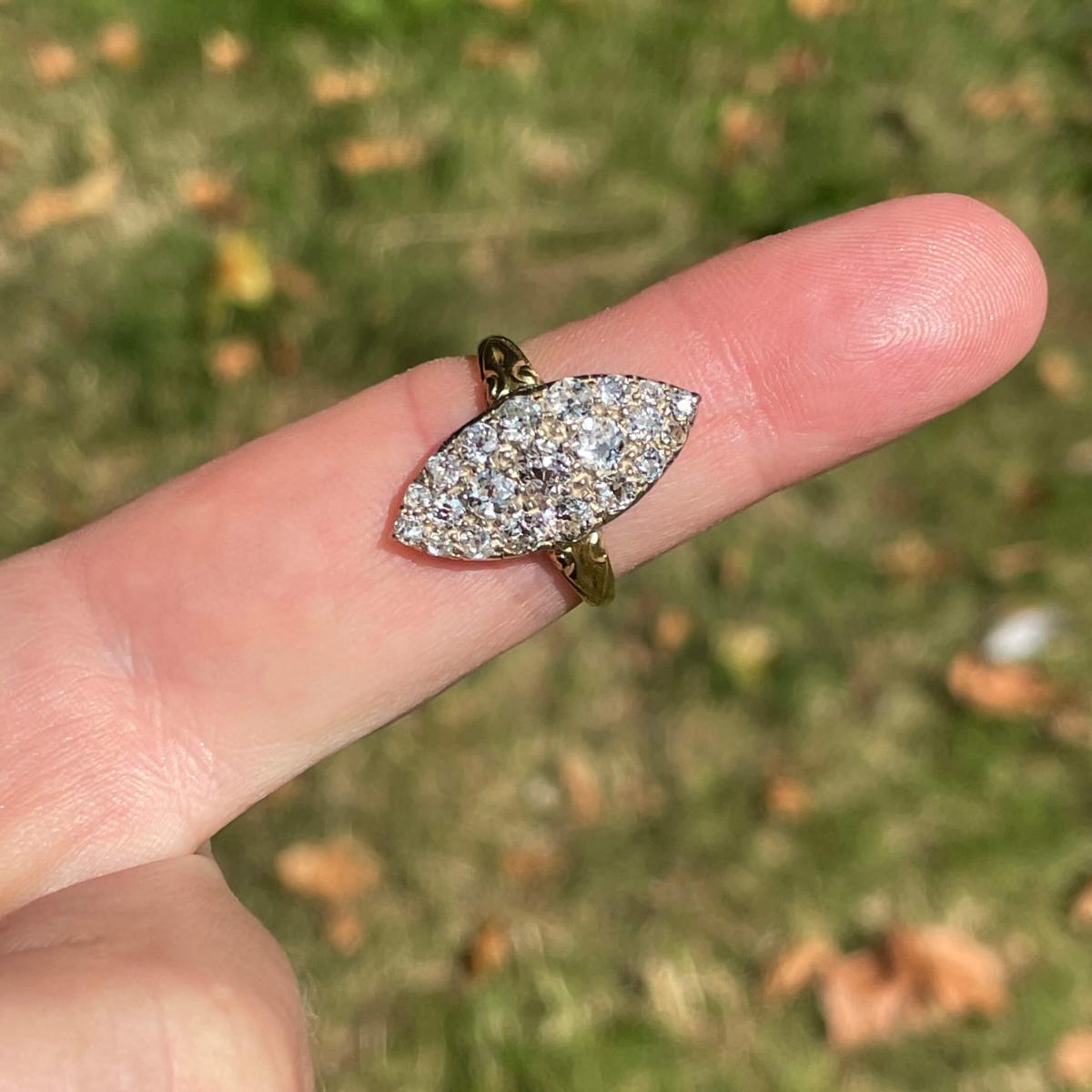 Victorian Diamond Marquise Ring circa 1880