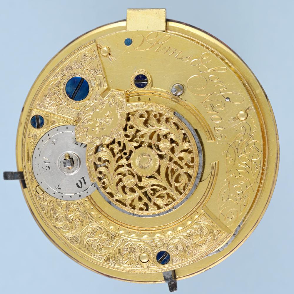Unusual Painted Dial Silver Pair Cased Verge