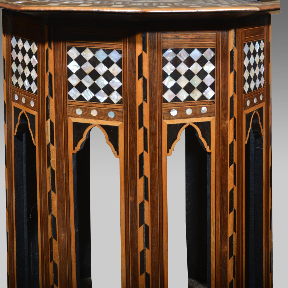 19th century Ottoman mother of pearl inlaid walnut table