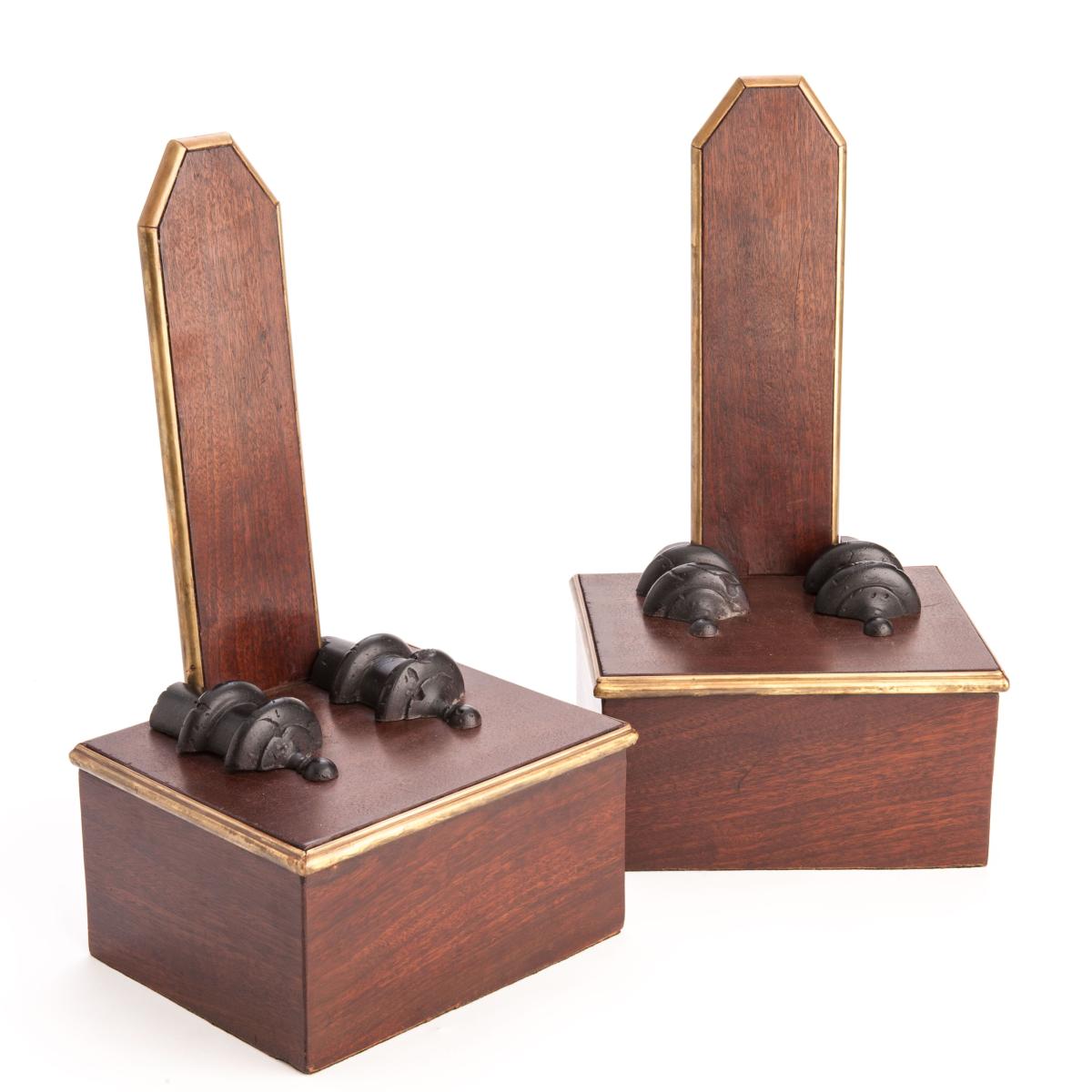 Brass Mounted Mahogany Plate Stands