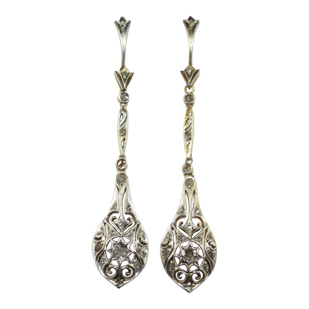 Edwardian Diamond Drop Earrings circa 1910