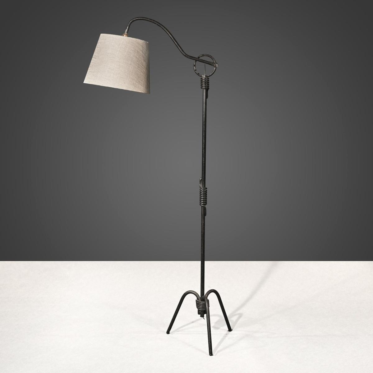 Pair of Jean Royère Adjustable Iron Floor Lamp 1940