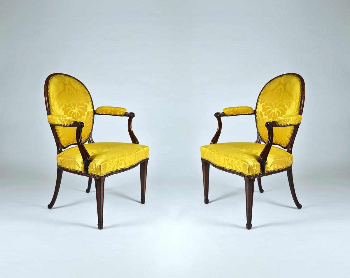A Fine Pair Of George Iii Period Carved Mahogany Open Armchairs Attributed To Thomas Chippendale