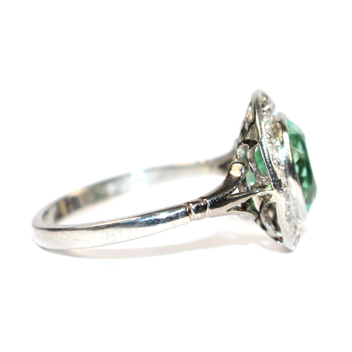 Art Deco Emerald and Diamond Cluster ring circa 1935