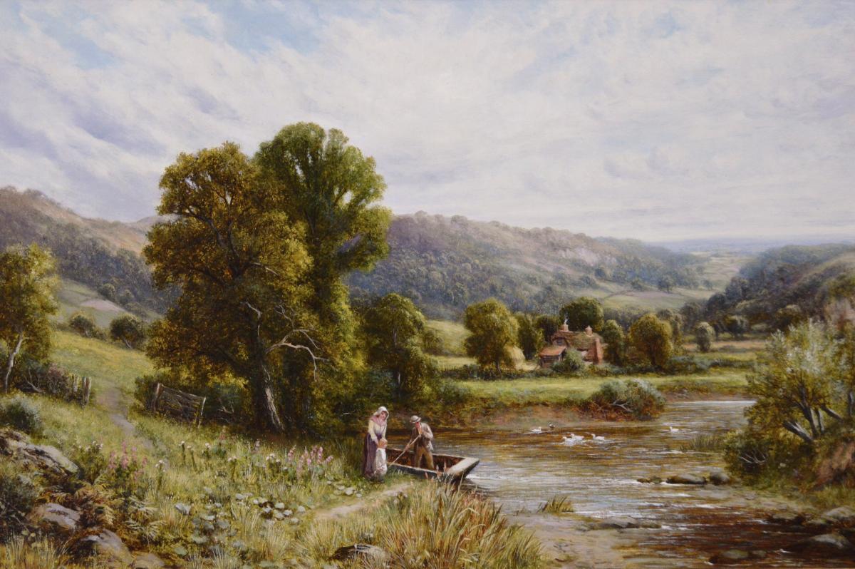 Landscape oil painting of the river Severn by Robert John Hammond
