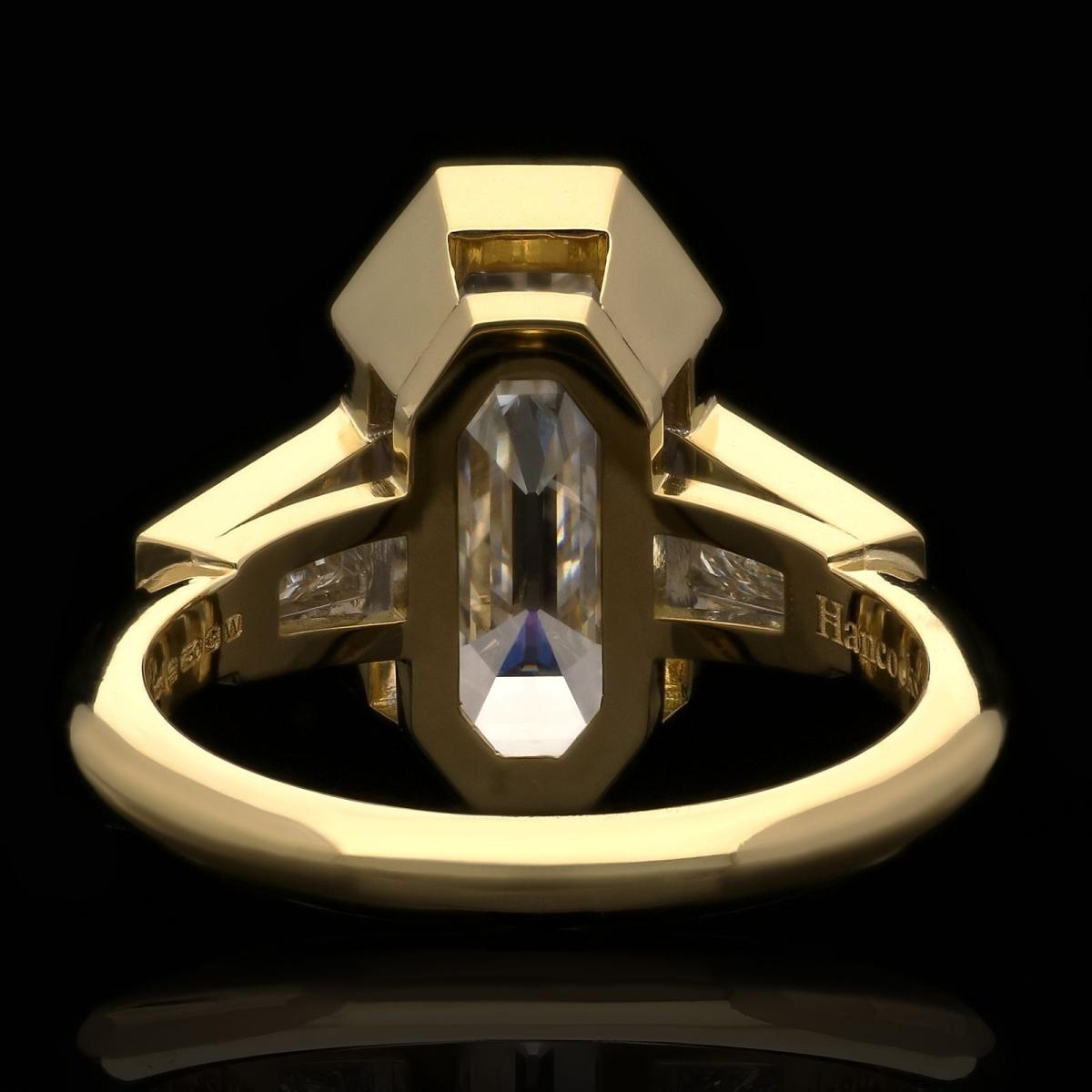 emerald cut diamond bezel set ring