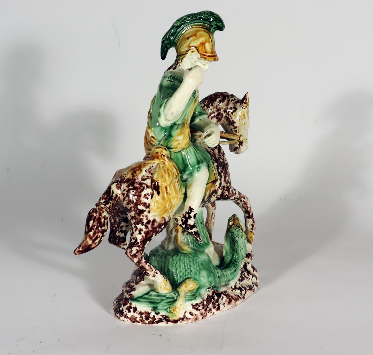 English Pottery Figure of St. George and the Dragon | BADA