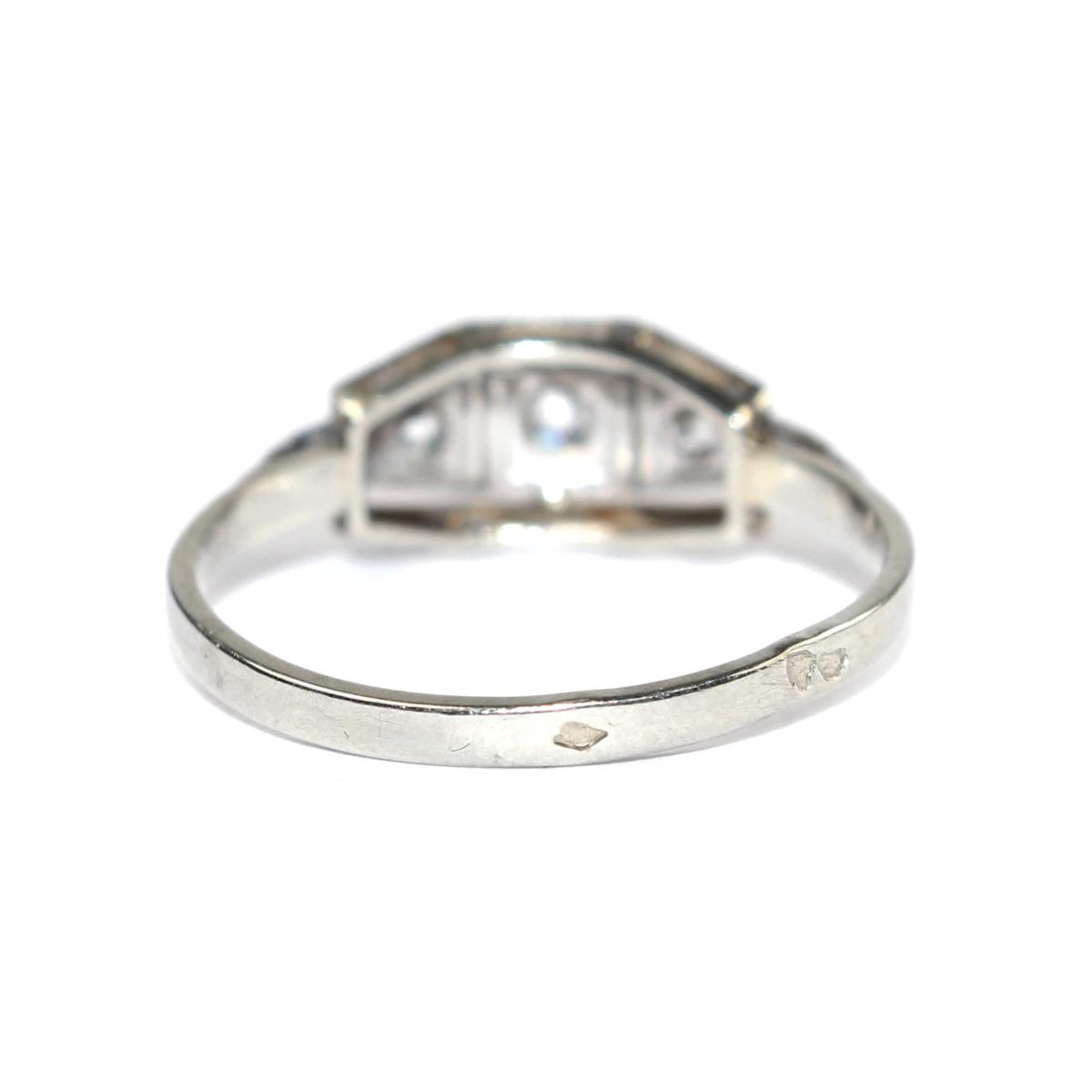 Art Deco Diamond 3 Stone Ring, French circa 1930