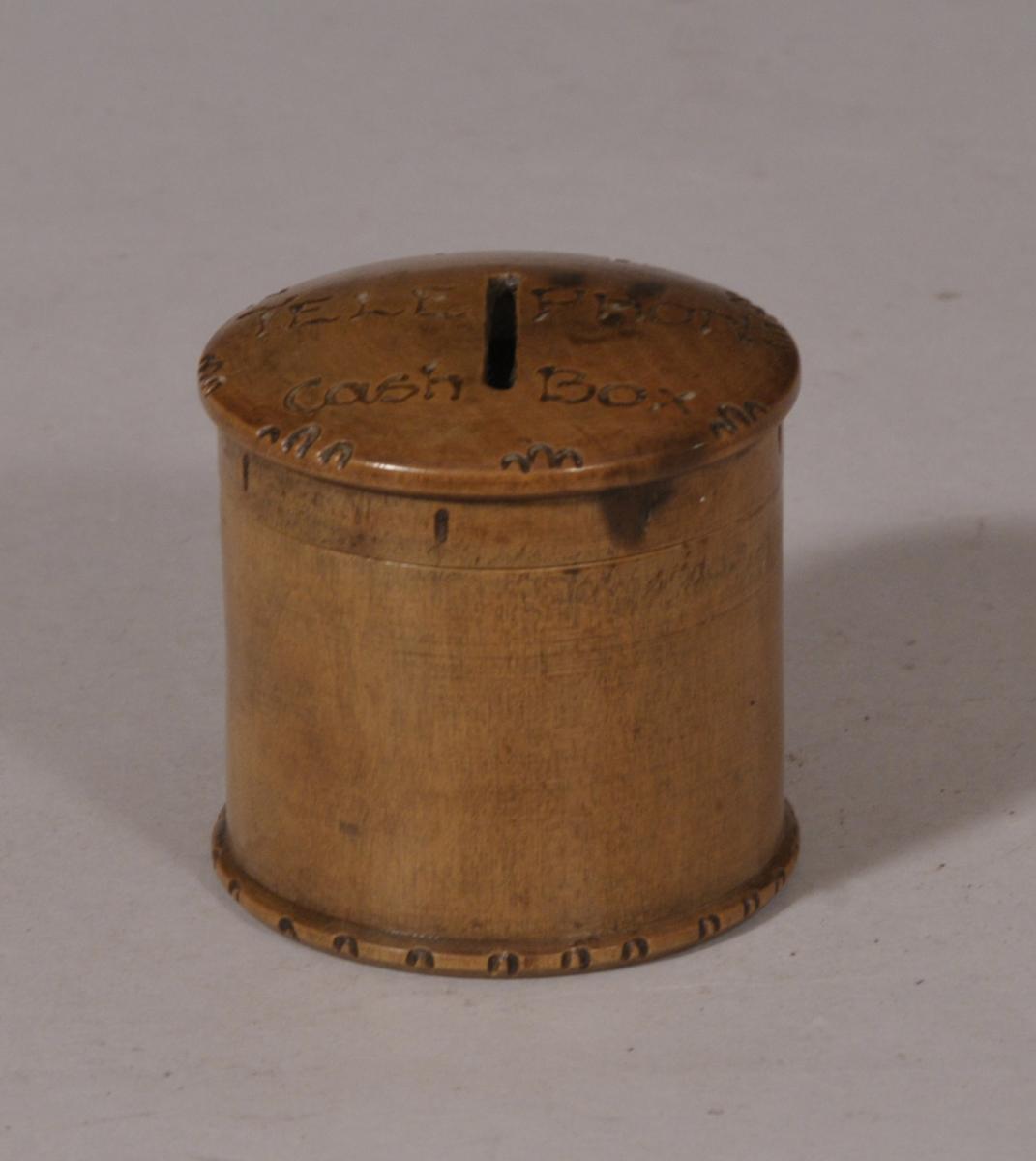 Antique Treen Late Victorian Sycamore Telephone Coin Box | BADA