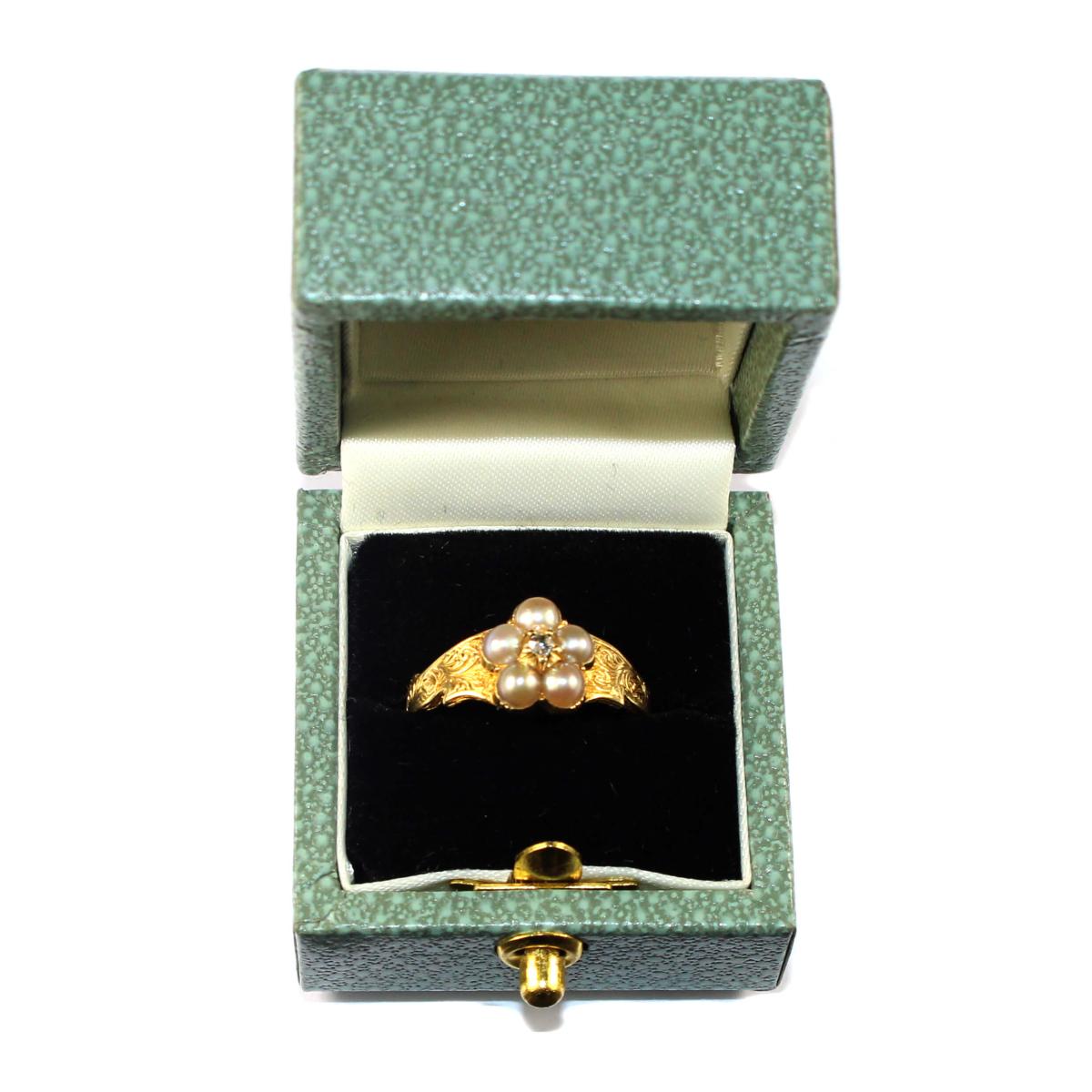 Georgian Pearl and Diamond Pansy Ring circa 1810