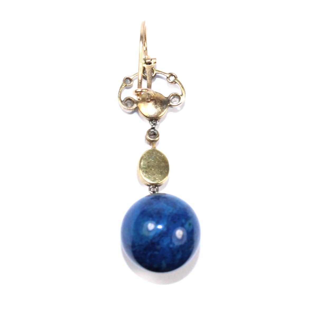 Art Nouveau Sodalite and Pearl Drop Earrings circa 1910