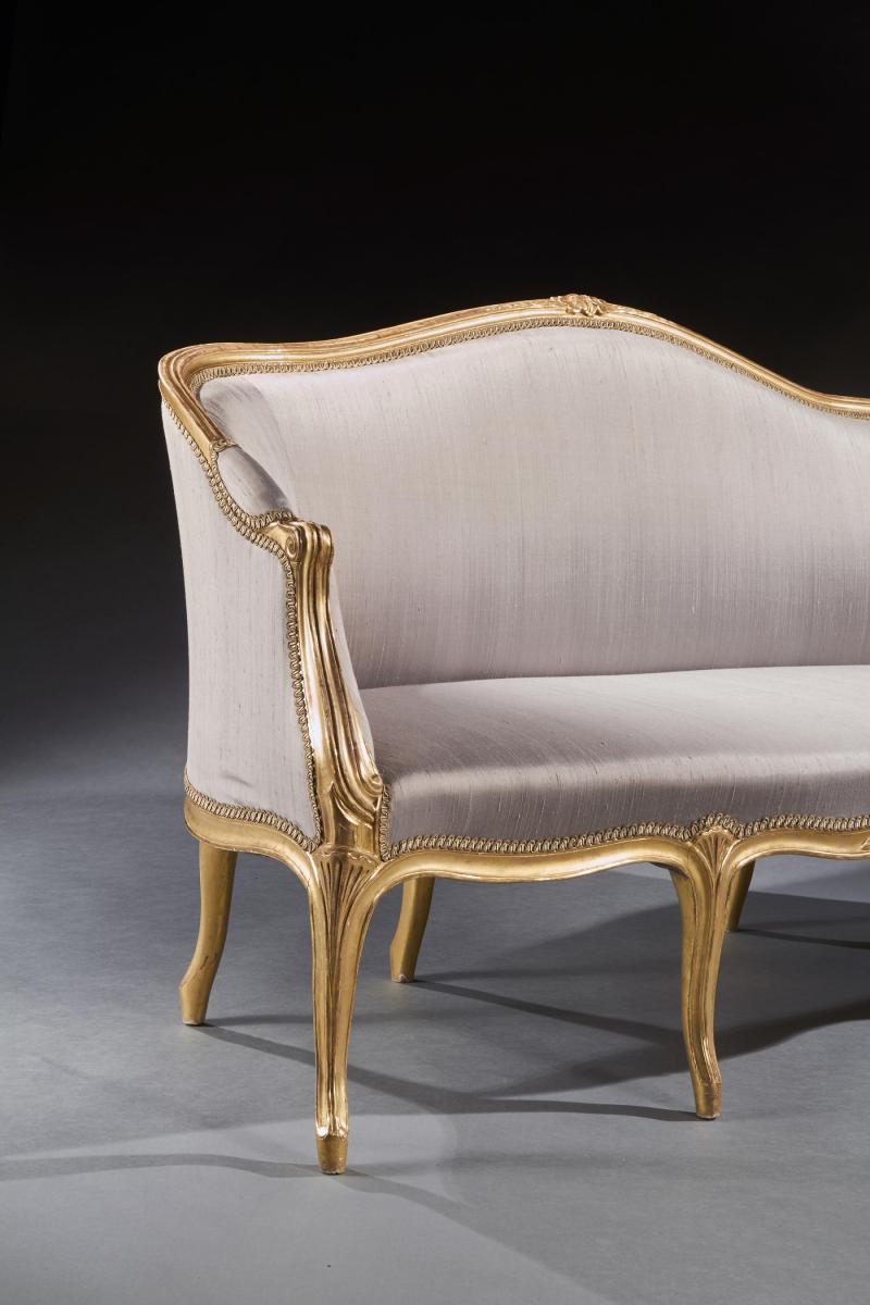 18th Century George III Giltwood Silk Upholstered French Hepplewhite Sofa
