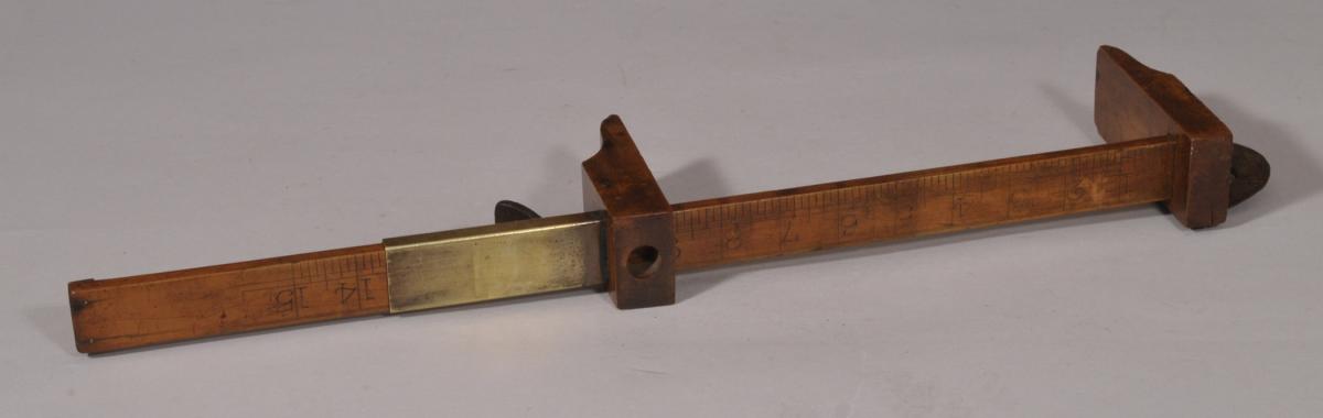 S/5082 Antique Treen 19th Century Boxwood Adjustable Foot Rule