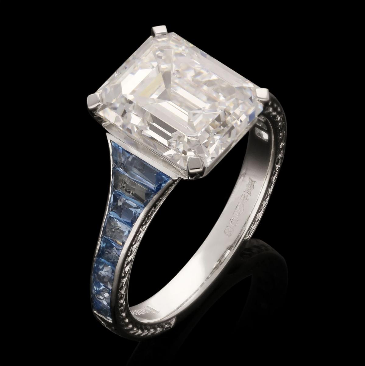old cut diamond and aquamarine ring