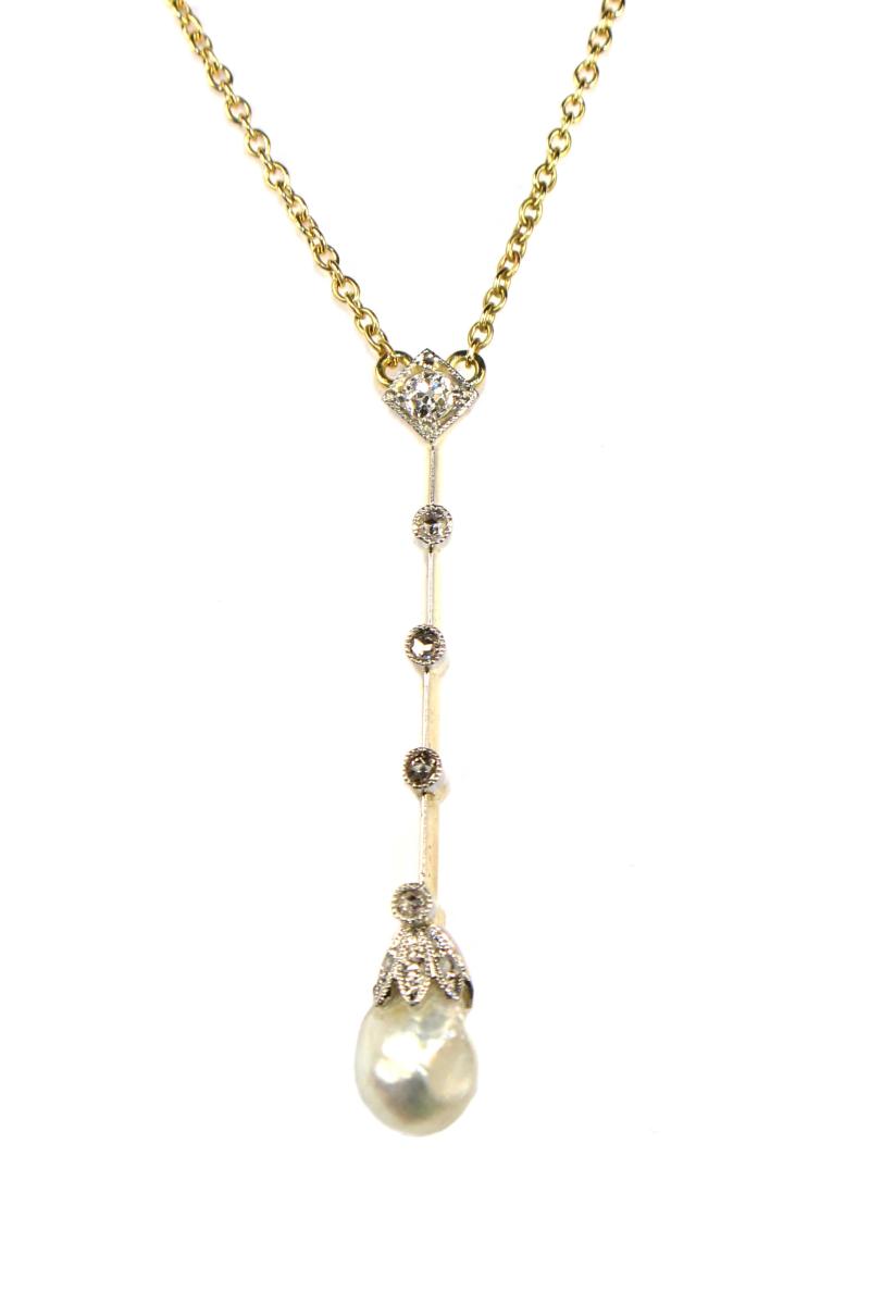 Edwardian Pearl and Diamond Pendant circa 1910