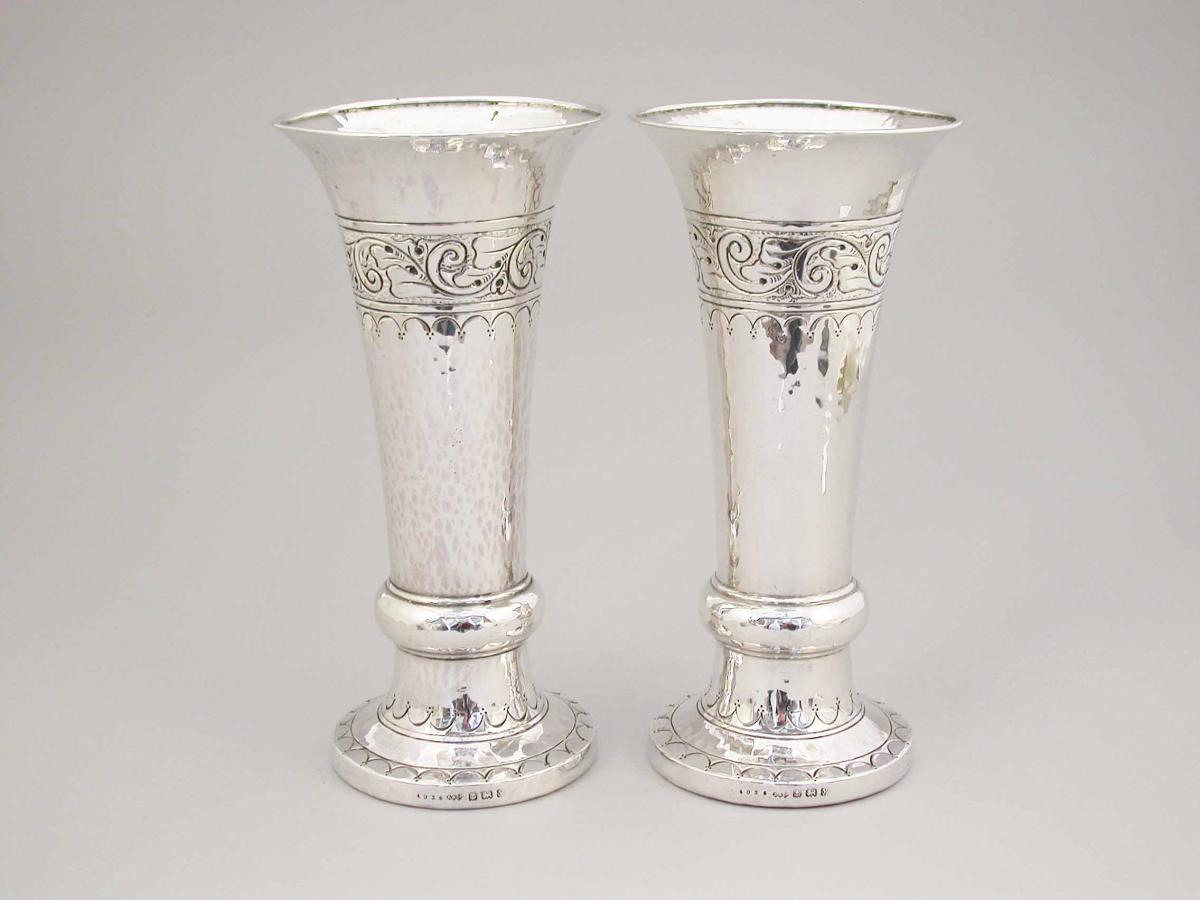 Arts and Crafts Silver Vases