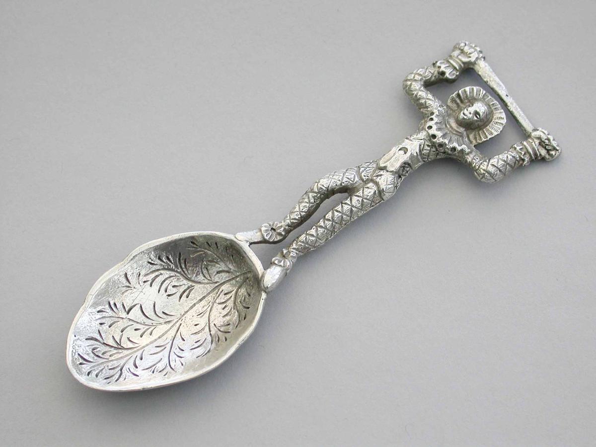 Victorian Cast Silver Harlequin Preserve Spoon