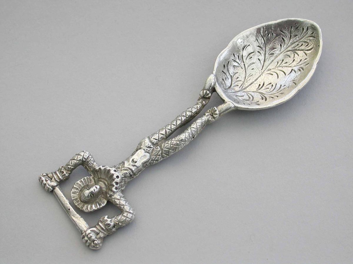 Victorian Cast Silver Harlequin Preserve Spoon