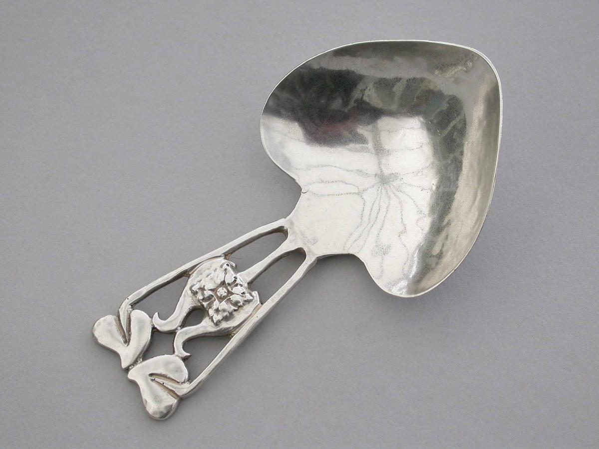 Arts and Crafts Cast Silver Caddy Spoon