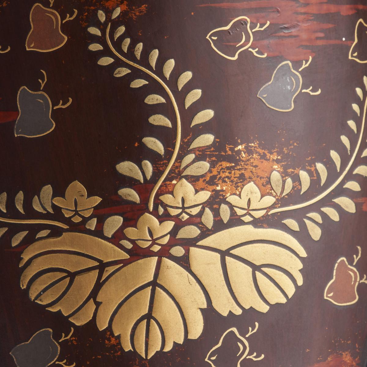 A beautiful lacquered wood Okimono depicting Jurojin (One of the Seven lucky Gods)