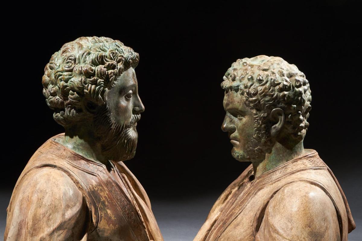 19th Century Portrait Busts of Caesars Marcus Aurelius and Caracalla