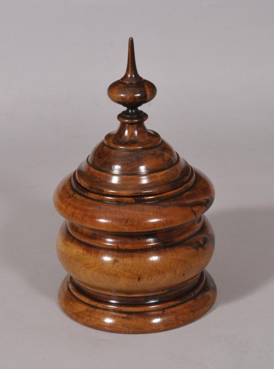 S/5128 Antique Treen 18th Century Lignum Vitae Tobacco Jar