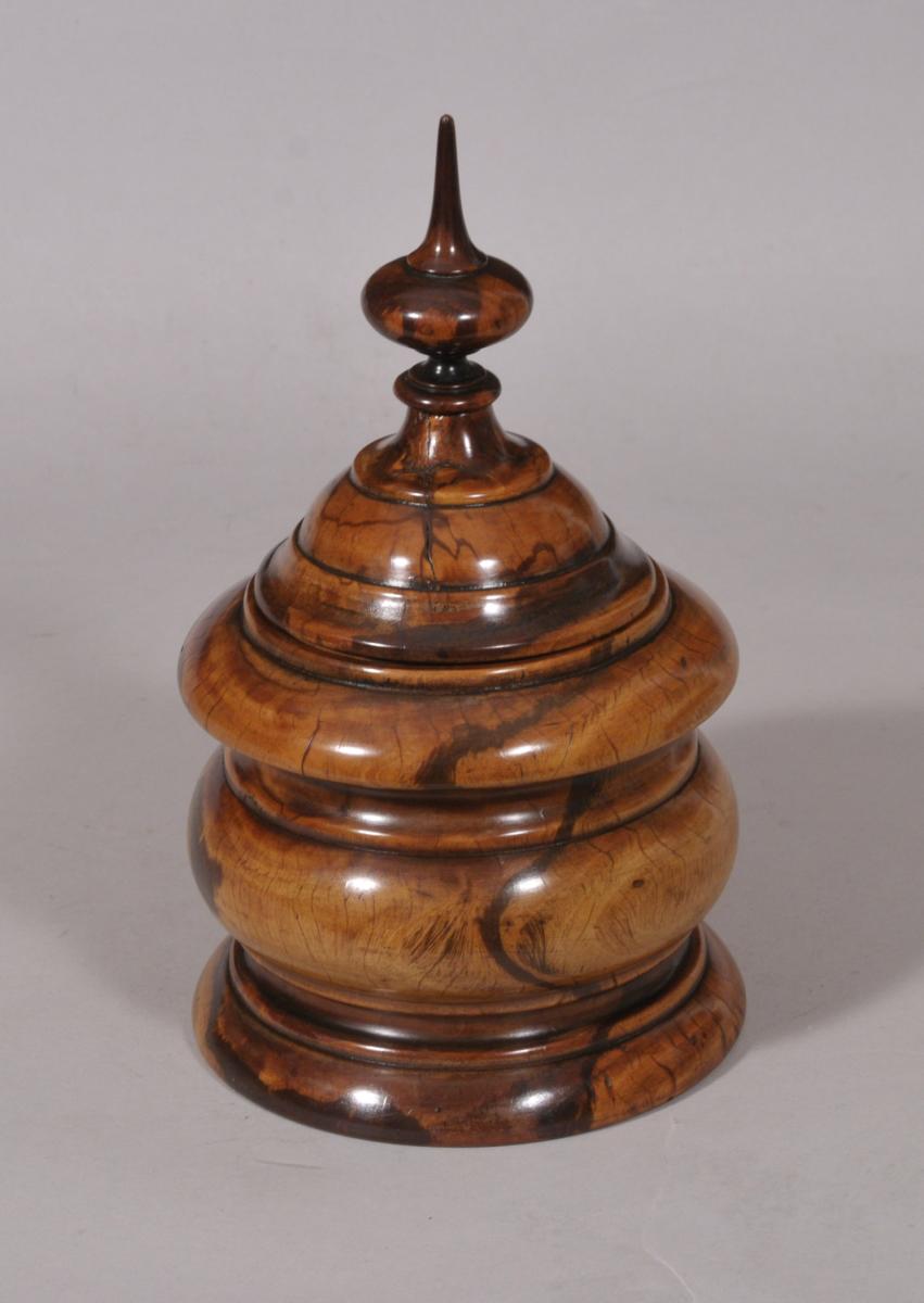 S/5128 Antique Treen 18th Century Lignum Vitae Tobacco Jar