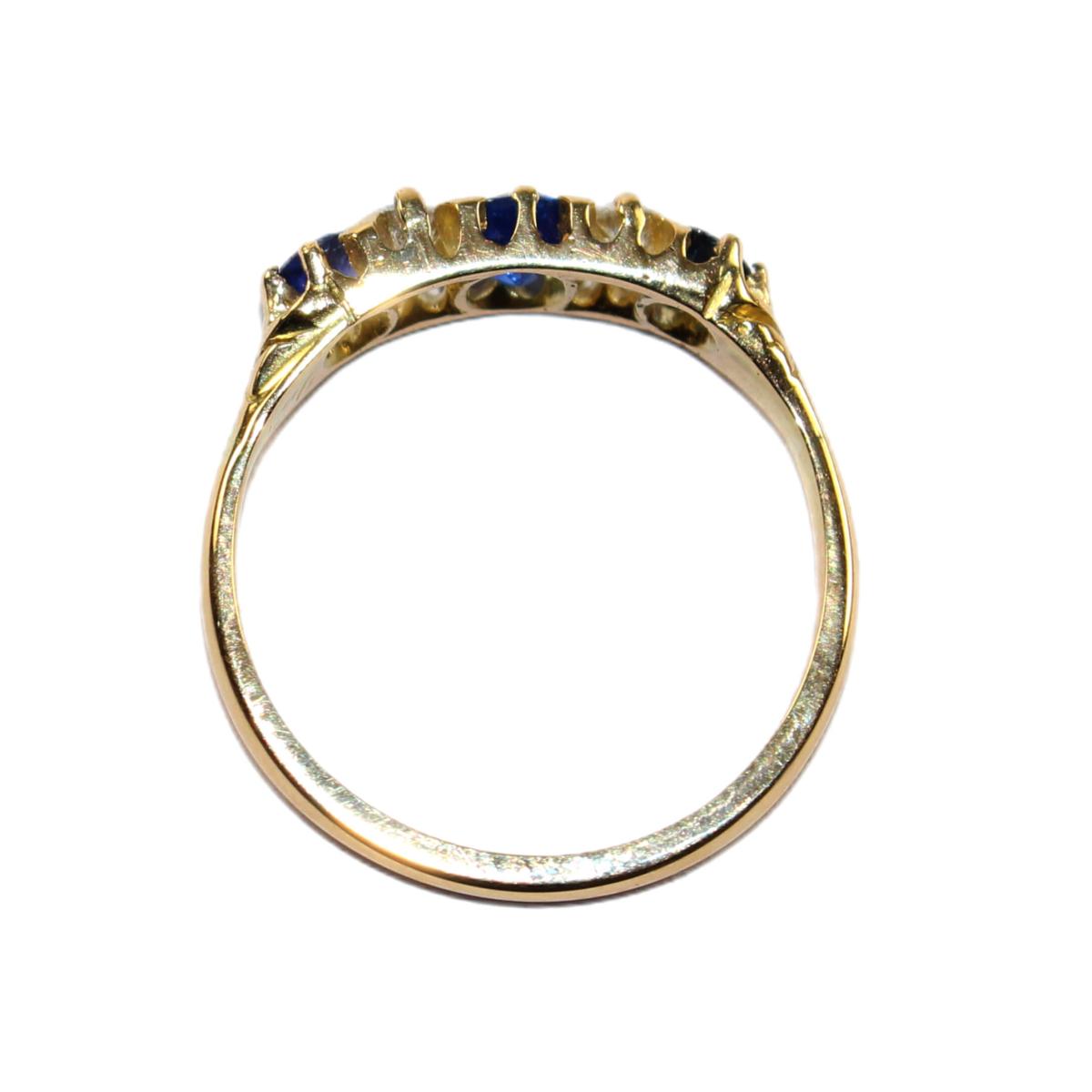 Edwardian Sapphire and Diamond 5 Stone Ring circa 1910