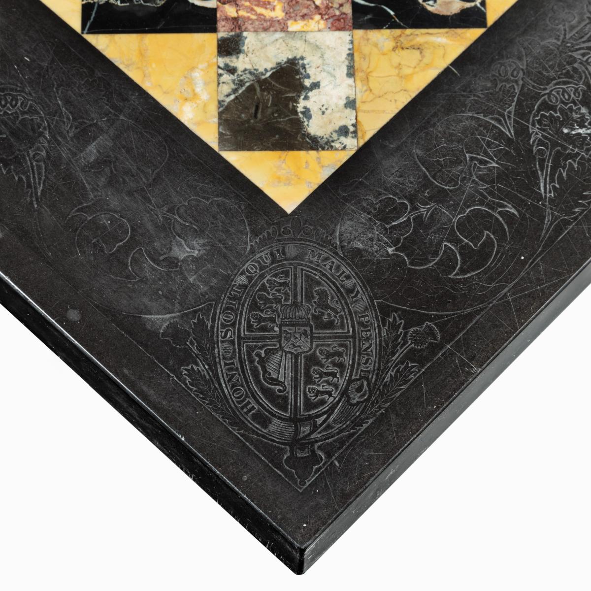 A rare and unusual Order of the Garter black marble table