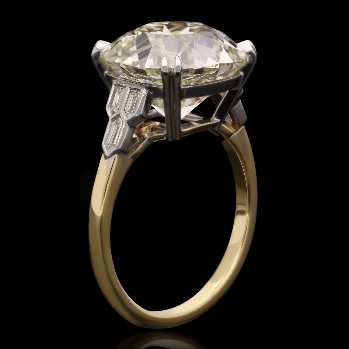 Hancocks 8.46ct Old Mine Brilliant Cut Diamond Ring With Honeycomb Shoulders