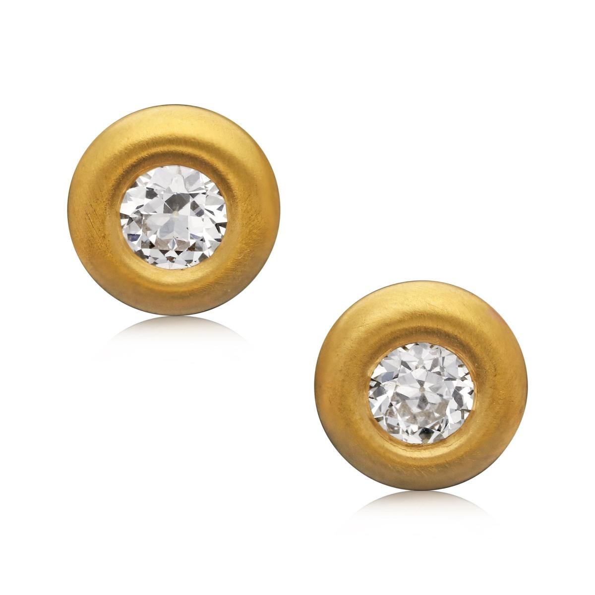 old cut diamond and yellow gold earrings