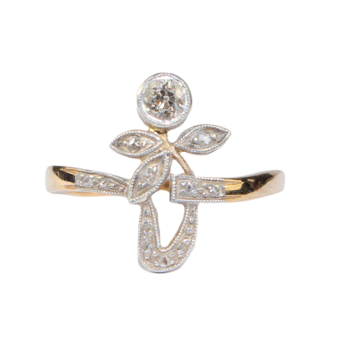 Art Nouveau Diamond Ring; Austrian circa 1905