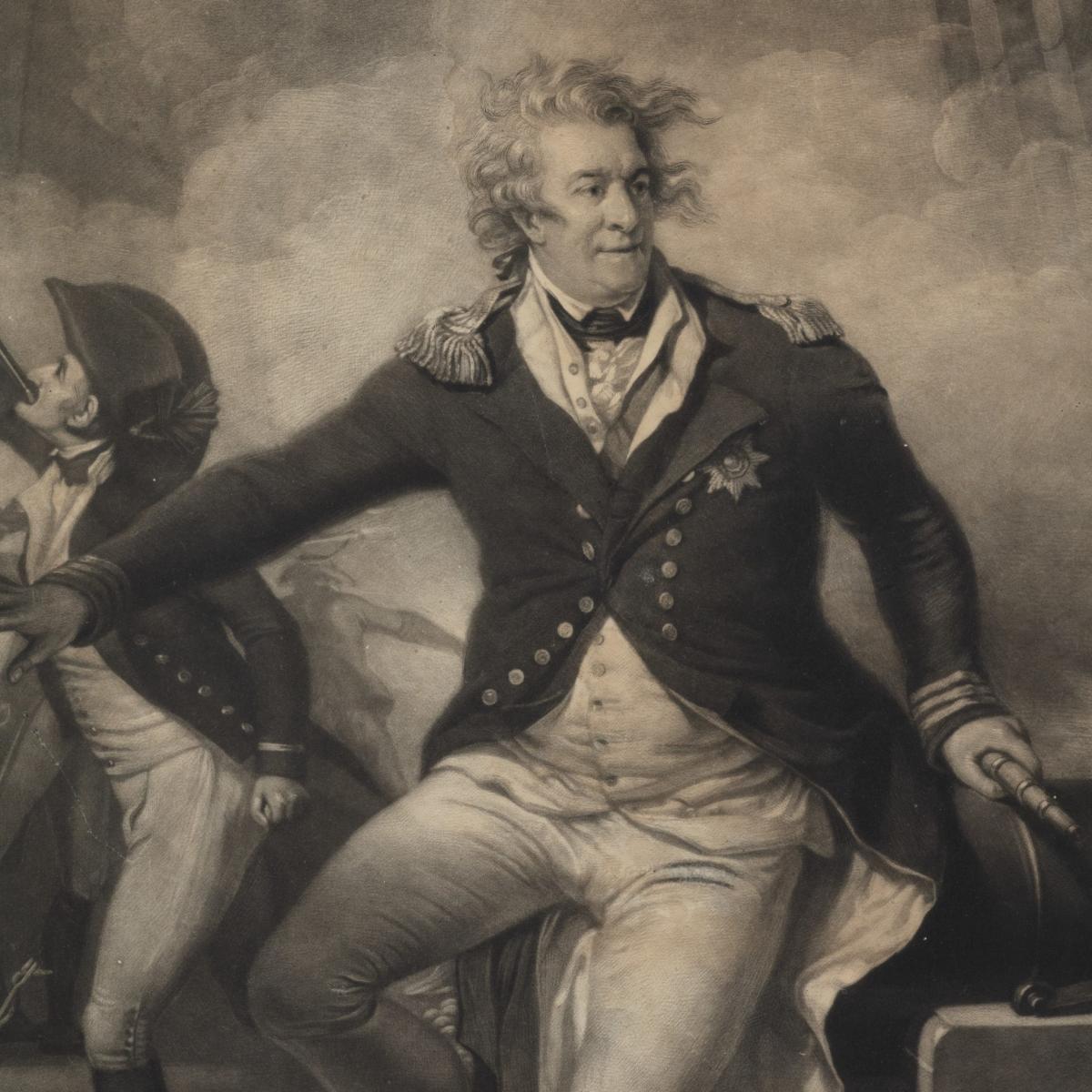A portrait mezzotint of Admiral Viscount Duncan