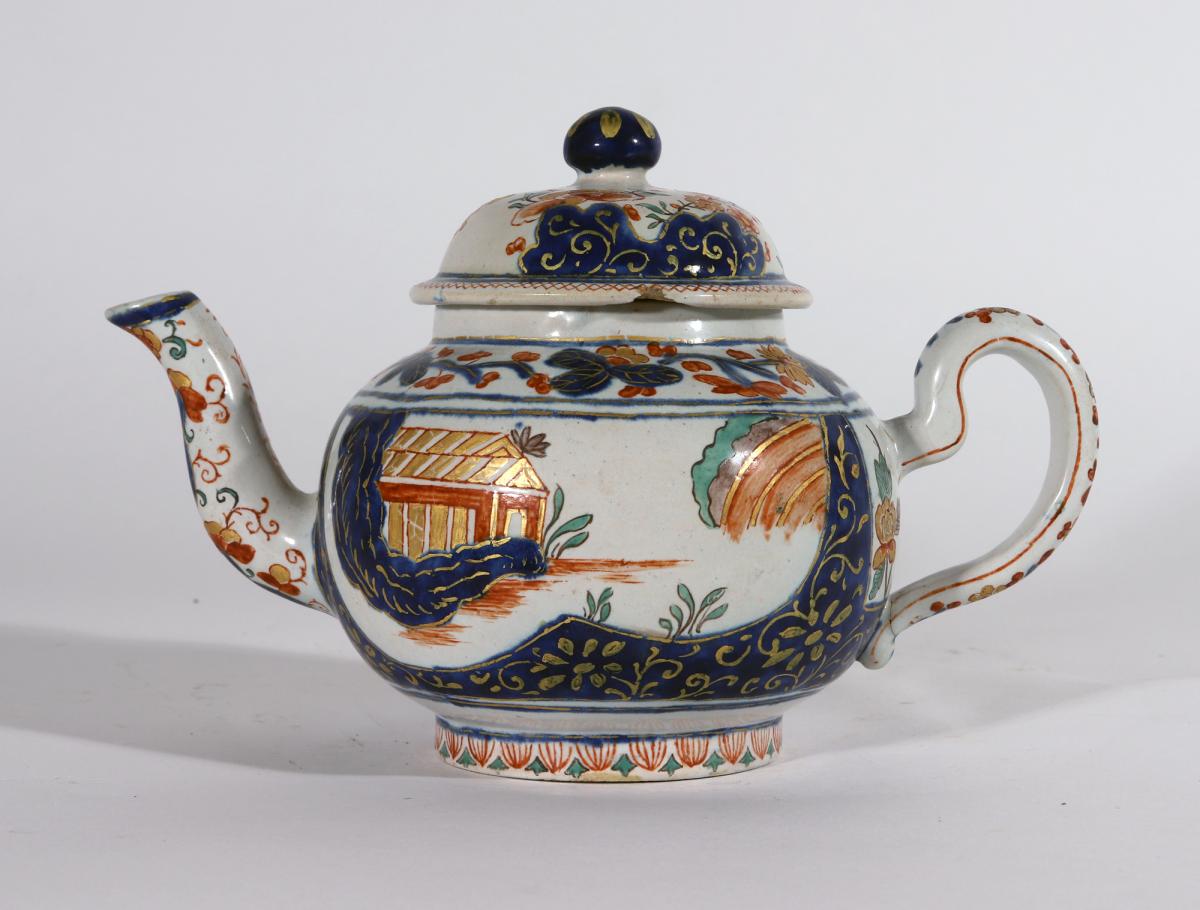 Dutch Delft Dore Chinoiserie Teapot