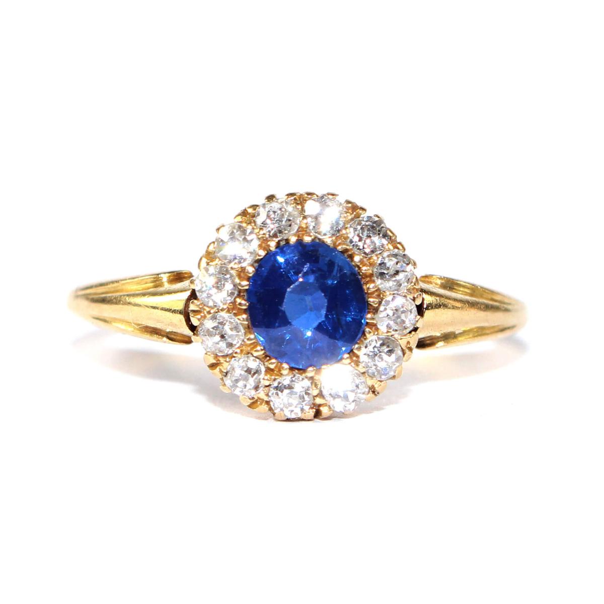 Victorian Sapphire and Diamond Cluster Ring circa 1900 | BADA