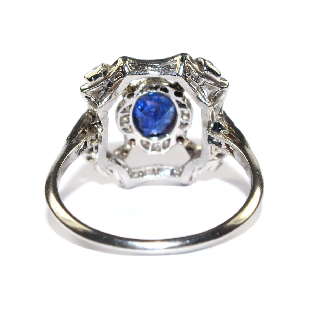 Art Deco Sapphire and Diamond Cluster Ring circa 1930