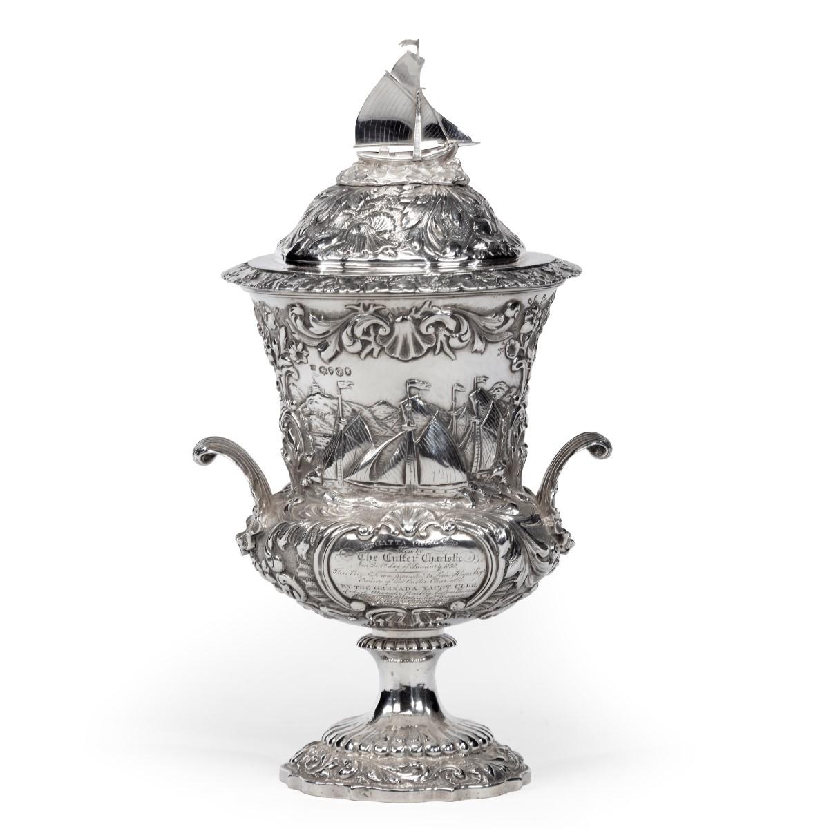 A silver and silver-gilt sailing regatta trophy by Samuel Hayne and Dudley Cater, 1838