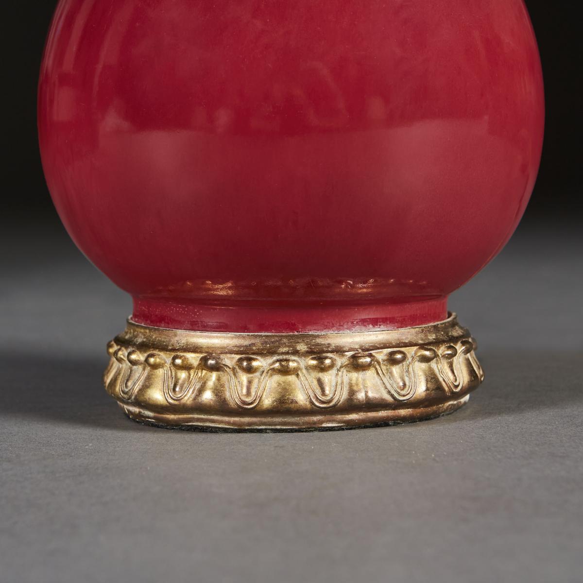 A Flambe Vase as a Lamp with Ormolu Base