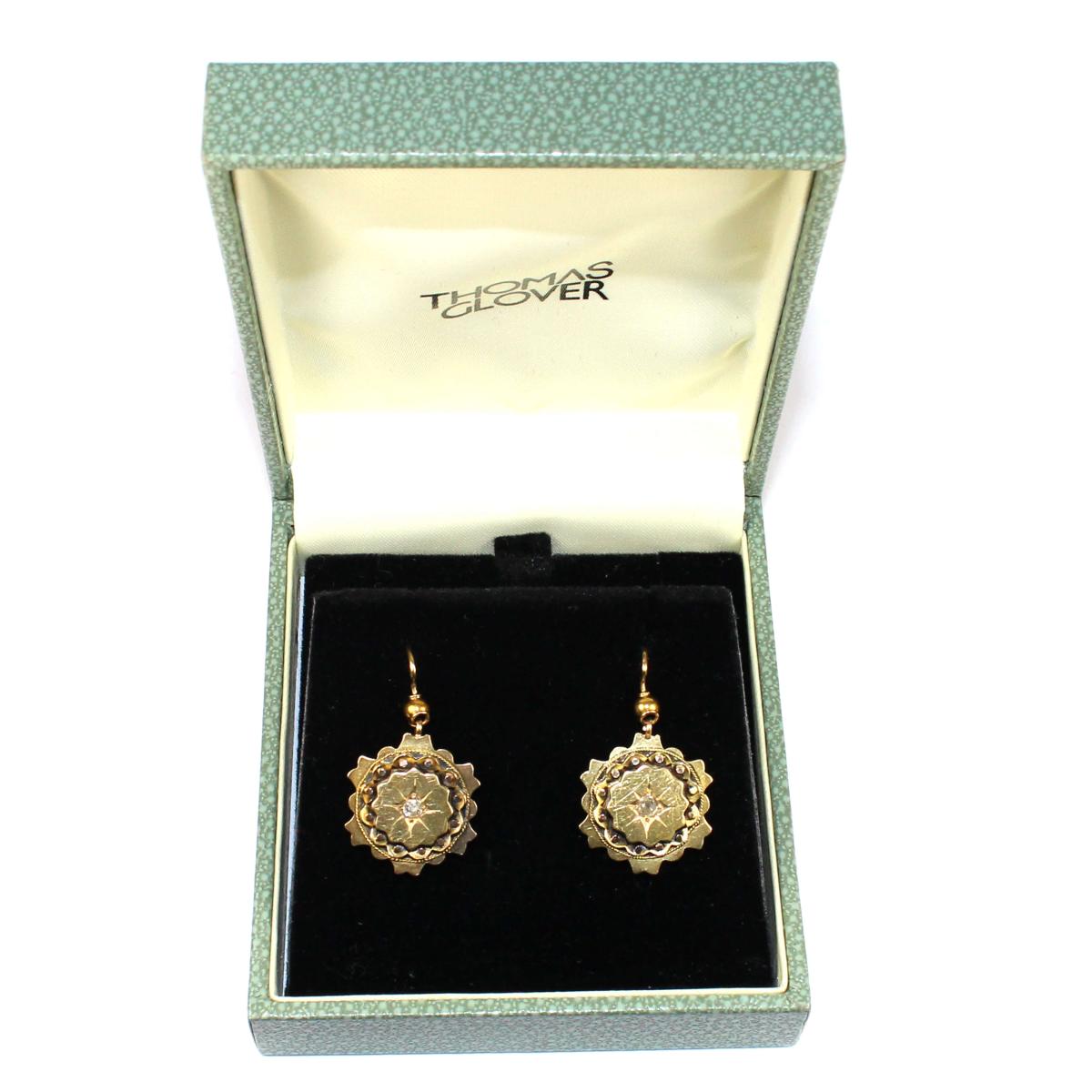 Victorian Gold Diamond set Drop Earrings circa 1880
