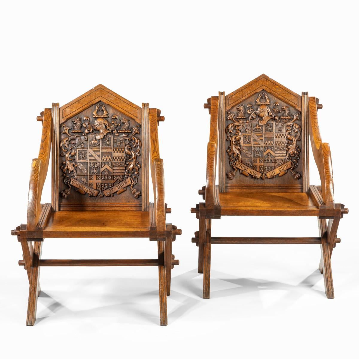 A pair of Glastonbury chairs made for the Pembertons of Durham